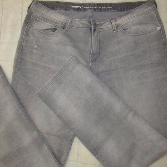 BEST JEANS -DISTRESSED GRAY WASHED BOYFRIEND JEANS--LOOSE-STRAIGHT LEG-STRETCH - Picture 7 of 10